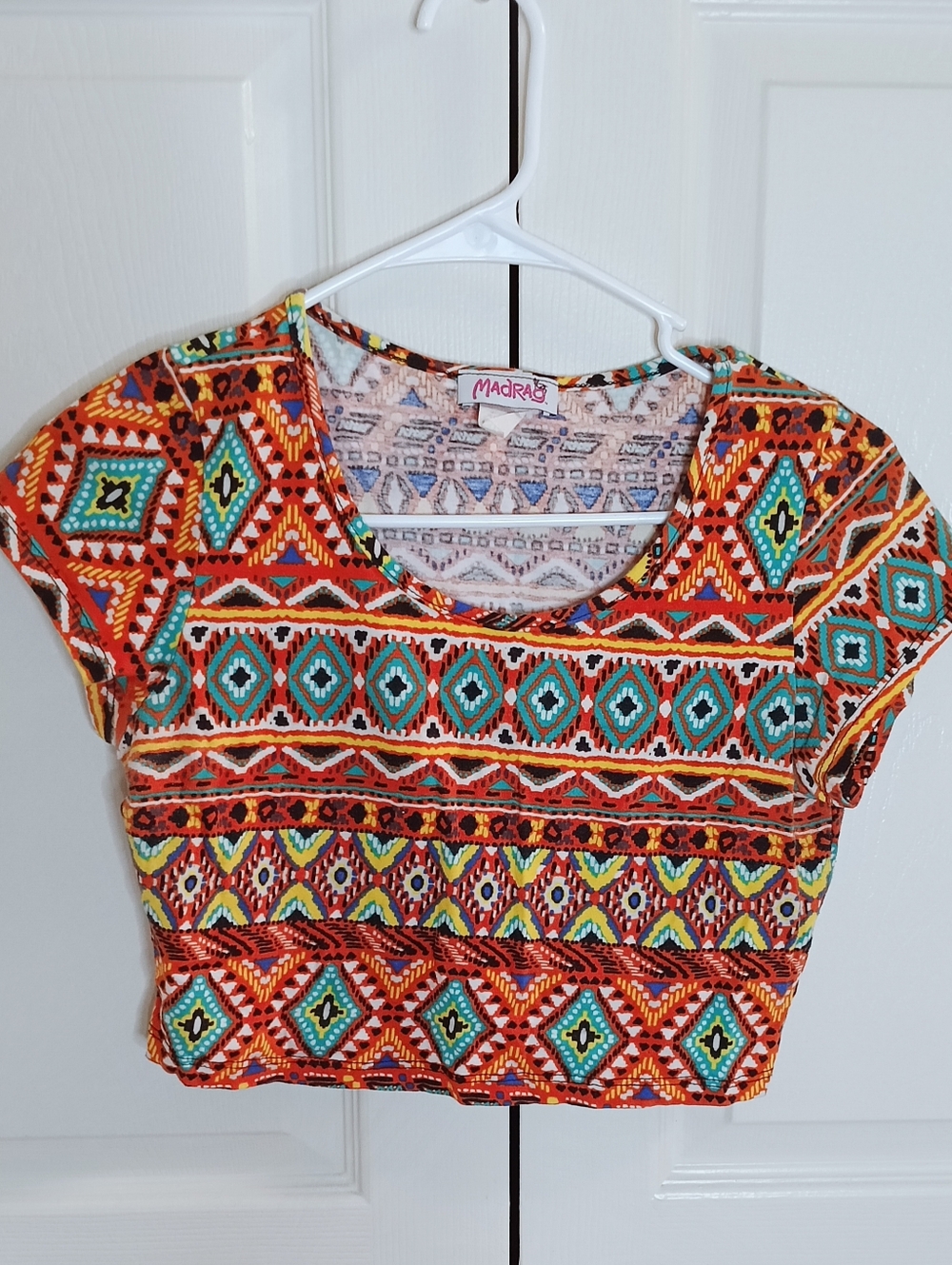 Madau Multicolor Aztec Crop Top in Turquoise & Orange